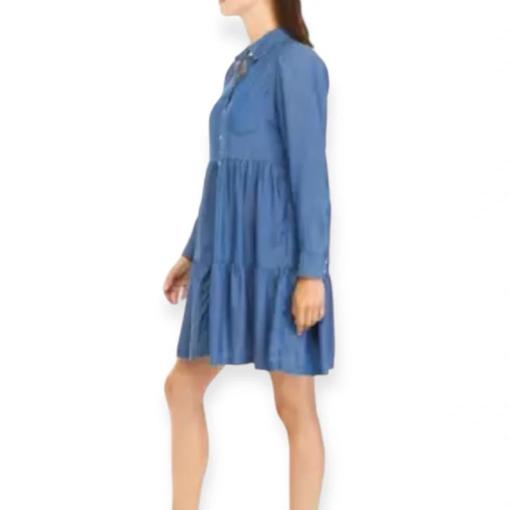 Crown & Ivy Denim Tiered Dress NWT - Picture 4 of 9